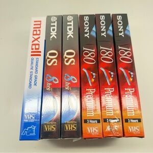 VHS blank Tape Lot - Maxell, TDK, Sony (Blue, Black, Red, Orange)